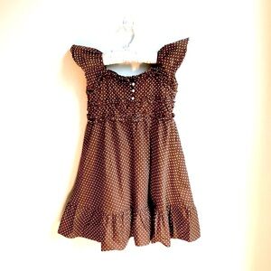 Girls Polka dot brown pearl toddler dress ruffles